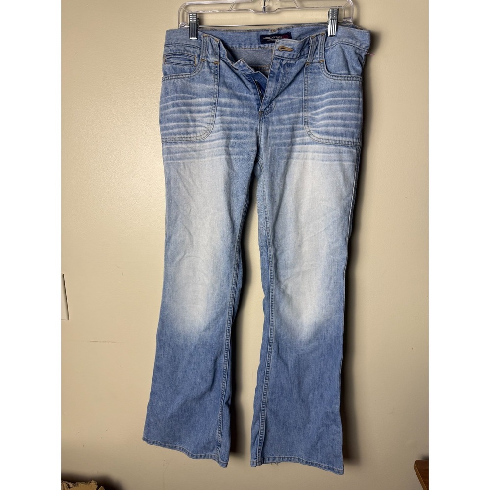 American Eagle Outfitters Jeans Womens 8 Blue Denim Bootcut Faded Stretch